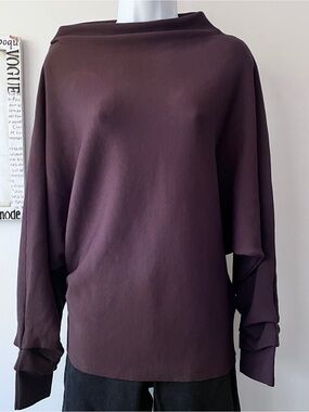 Zara Boho Chocolate Brown Boatneck Dolman Women’s Sweater Size L